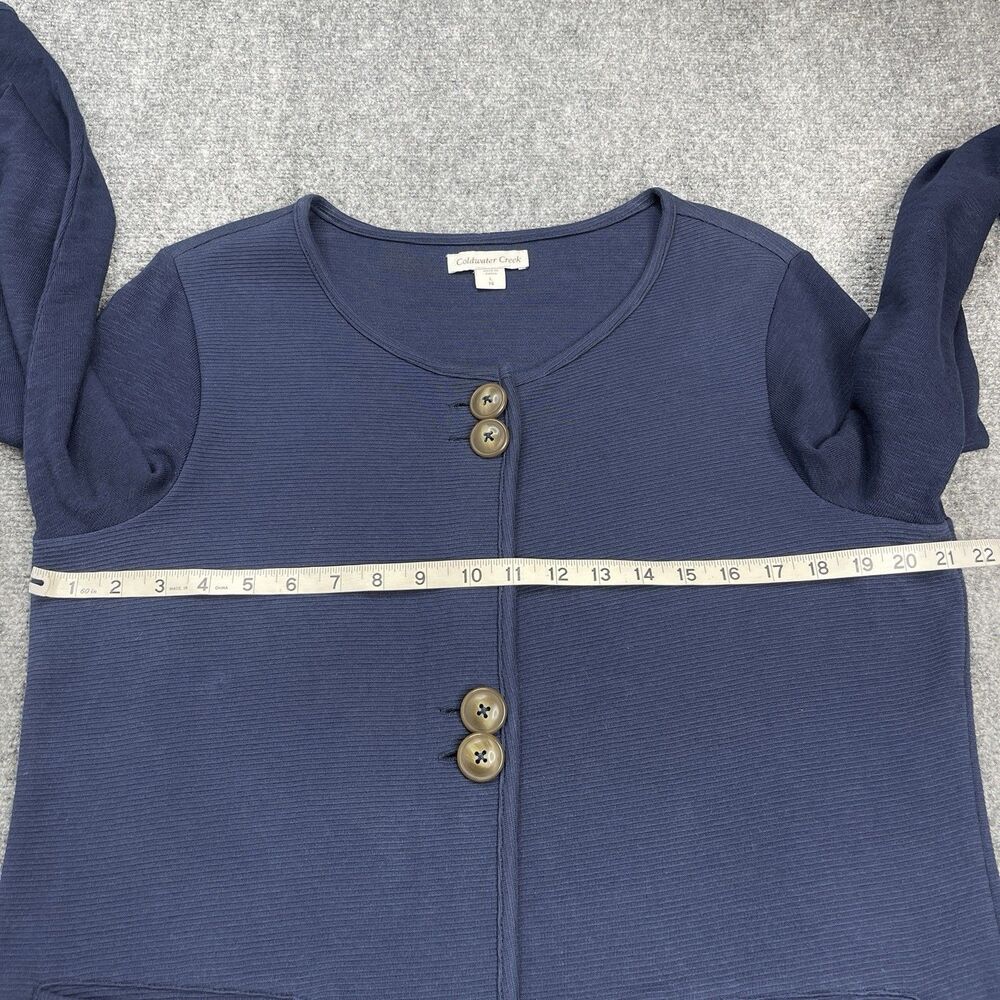 Coldwater Creek Cardigan Sweater Womens Large Navy Button Front Pockets Cotton - Picture 6 of 10